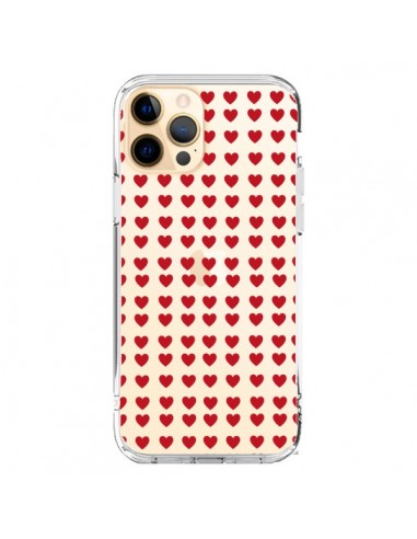 Coque iPhone 12 Pro Max Coeurs Heart Love Amour Red Transparente - Petit Griffin