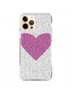 Coque iPhone 12 Pro Max Coeur Rose Argent Love - Mary...