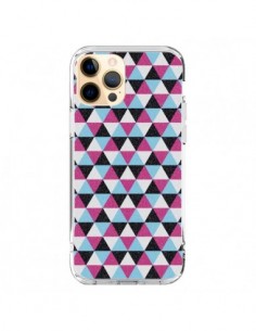 Coque iPhone 12 Pro Max Azteque Triangles Rose Bleu Gris...
