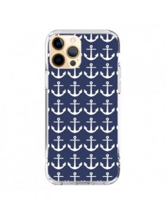 Coque iPhone 12 Pro Max Ancre Marin Bleu Anchors Navy -...