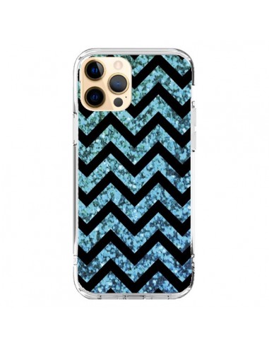 Coque iPhone 12 Pro Max Chevron Aqua Sparkle Triangle Azteque - Mary Nesrala