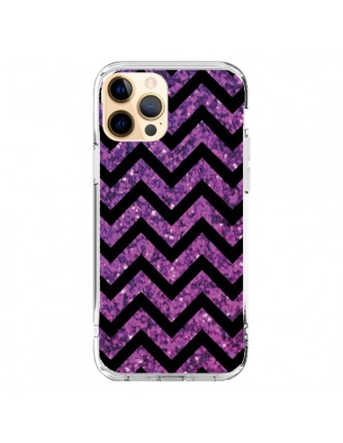 Coque iPhone 12 Pro Max Chevron Purple Sparkle Triangle Azteque - Mary Nesrala