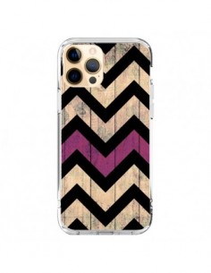Coque iPhone 12 Pro Max Chevron Vintage Bois Wood - Mary...