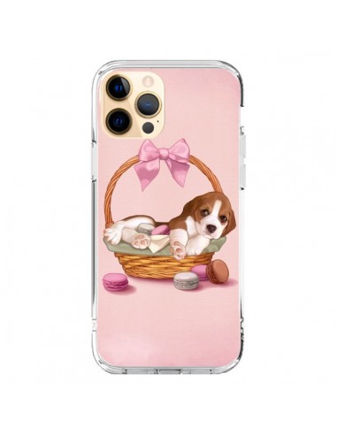 Coque iPhone 12 Pro Max Chien Dog Panier Noeud Papillon Macarons - Maryline Cazenave