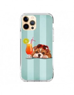 Coque iPhone 12 Pro Max Chien Dog Cocktail Lunettes Coeur...
