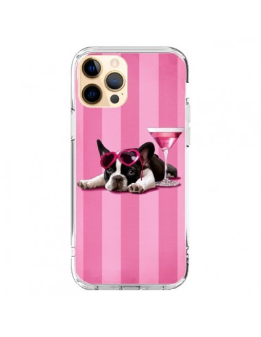 Coque iPhone 12 Pro Max Chien Dog Cocktail Lunettes Coeur Rose - Maryline Cazenave