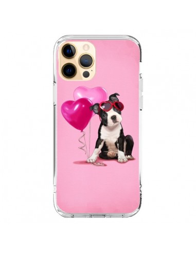 Coque iPhone 12 Pro Max Chien Dog Ballon Lunettes Coeur Rose - Maryline Cazenave