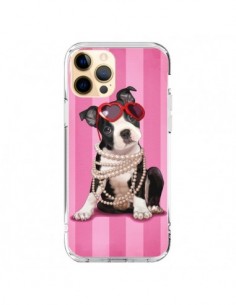 Coque iPhone 12 Pro Max Chien Dog Fashion Collier Perles...