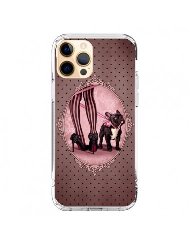 Coque iPhone 12 Pro Max Lady Jambes Chien Dog Rose Pois Noir - Maryline Cazenave