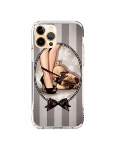 Coque iPhone 12 Pro Max Lady Noir Noeud Papillon Chien...