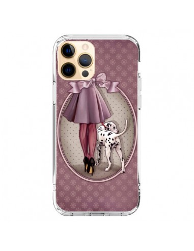 Coque iPhone 12 Pro Max Lady Chien Dog Dalmatien Robe Pois - Maryline Cazenave