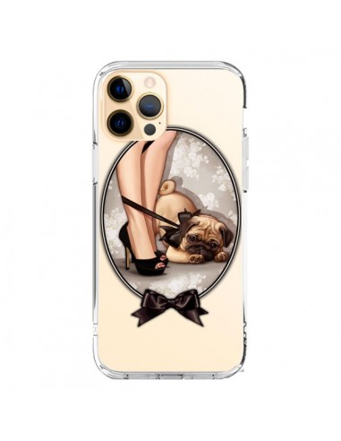 Coque iPhone 12 Pro Max Lady Jambes Chien Bulldog Dog Noeud Papillon Transparente - Maryline Cazenave