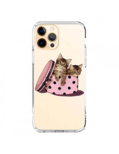Coque iPhone 12 Pro Max Chaton Chat Kitten Boite Pois Transparente - Maryline Cazenave