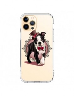 Coque iPhone 12 Pro Max Chien Bulldog Dog Gentleman Noeud...
