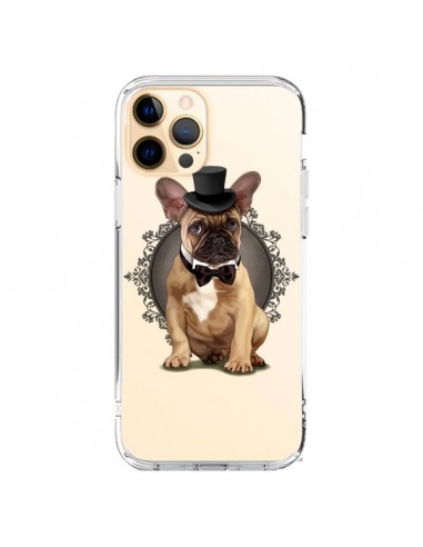 Coque iPhone 12 Pro Max Chien Bulldog Noeud Papillon Chapeau Transparente - Maryline Cazenave