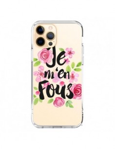 Coque iPhone 12 Pro Max Je M'en Fous Fleurs Transparente...