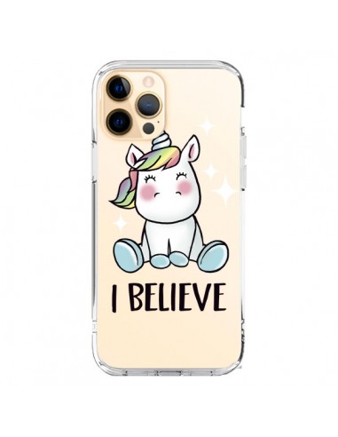 Coque iPhone 12 Pro Max Licorne I Believe Transparente - Maryline Cazenave