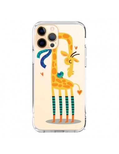 Coque iPhone 12 Pro Max L'oiseau et la Girafe Amour Love Transparente - Maria Jose Da Luz