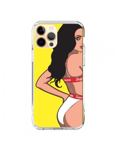 Coque iPhone 12 Pro Max Pop Art Femme Jaune - Mikadololo