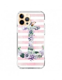 Coque iPhone 12 Pro Max Ancre Rose Fleurs Navire - Monica...