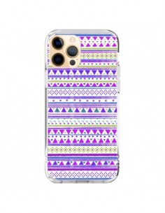 Coque iPhone 12 Pro Max Bandana Violet Azteque - Monica...