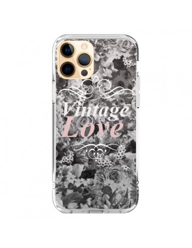 Coque iPhone 12 Pro Max Vintage Love Noir Flower - Monica Martinez