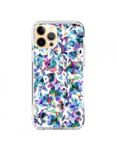 Coque iPhone 12 Pro Max Aquatic Flowers Blue - Ninola Design