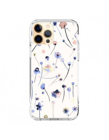 Coque iPhone 12 Pro Max Blue Soft Flowers - Ninola Design