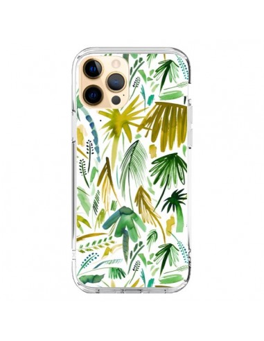 Coque iPhone 12 Pro Max Brushstrokes Tropical Palms Green - Ninola Design