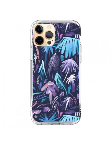 Coque iPhone 12 Pro Max Brushstrokes Tropical Palms Navy - Ninola Design