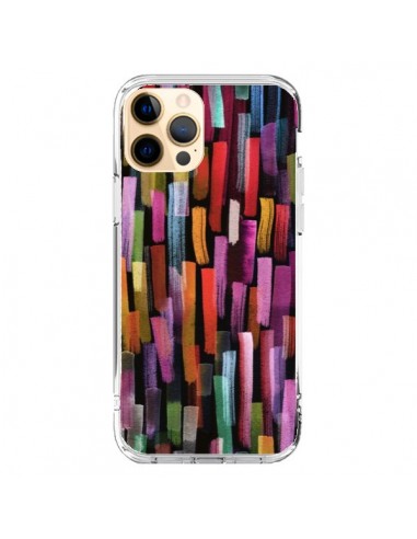 Coque iPhone 12 Pro Max Colorful Brushstrokes Black - Ninola Design
