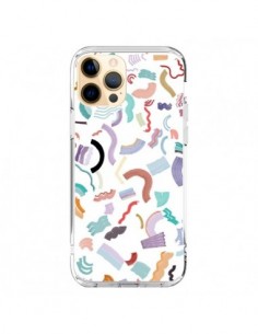 Coque iPhone 12 Pro Max Curly and Zigzag Stripes White -...