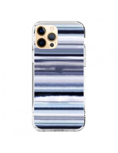 Coque iPhone 12 Pro Max Degrade Stripes Watercolor Navy - Ninola Design