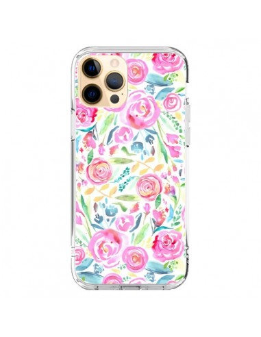 Coque iPhone 12 Pro Max Speckled Watercolor Pink - Ninola Design