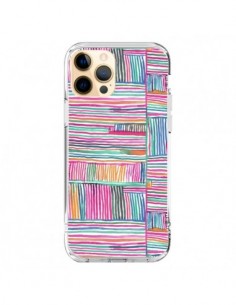 Coque iPhone 12 Pro Max Watercolor Linear Meditation Pink...