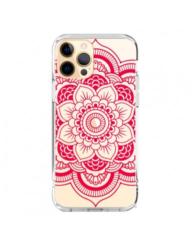 Coque iPhone 12 Pro Max Mandala Rose Fushia Azteque Transparente - Nico