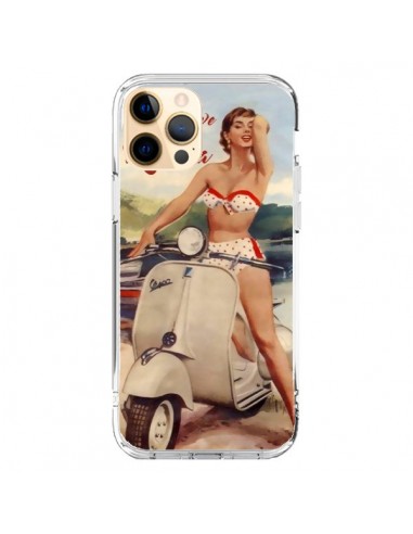 Coque iPhone 12 Pro Max Pin Up With Love From the Riviera Vespa Vintage - Nico