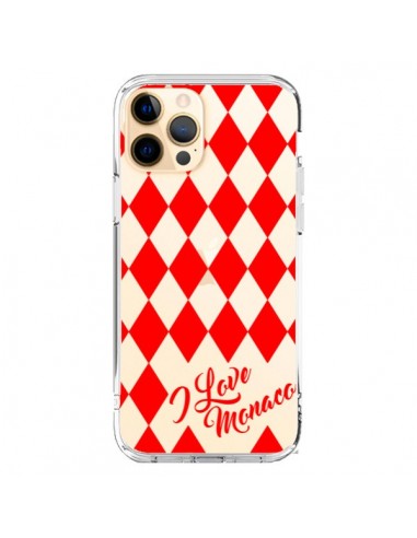 Coque iPhone 12 Pro Max I Love Monaco et Losange Rouge - Nico