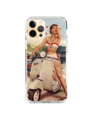 Coque iPhone 12 Pro Max Pin Up With Love From Monaco Vespa Vintage - Nico