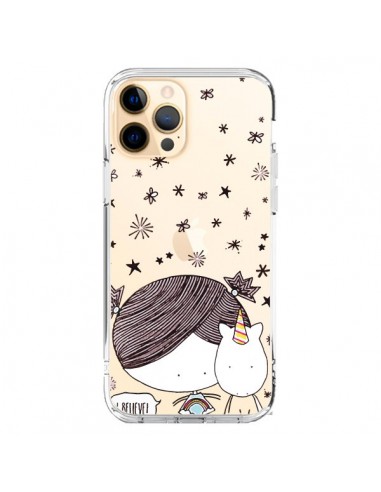 Coque iPhone 12 Pro Max Petite Fille et Licorne I Believe Transparente - Nico