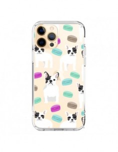 Coque iPhone 12 Pro Max Chiens Bulldog Français Macarons...