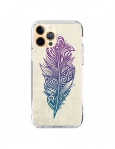 Coque iPhone 12 Pro Max Feather Plume Arc En Ciel -...