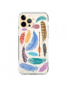 Coque iPhone 12 Pro Max Feather Plumes Multicolores -...