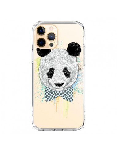 Coque iPhone 12 Pro Max Panda Noeud Papillon Transparente - Rachel Caldwell