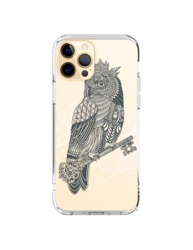 Coque iPhone 12 Pro Max Owl King Chouette Hibou Roi Transparente - Rachel Caldwell