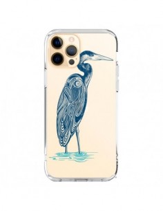 Coque iPhone 12 Pro Max Heron Blue Oiseau Transparente -...