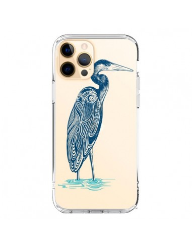 Coque iPhone 12 Pro Max Heron Blue Oiseau Transparente - Rachel Caldwell