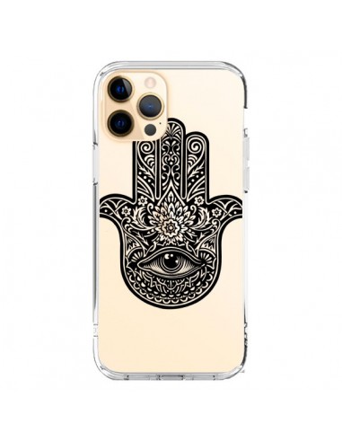 Coque iPhone 12 Pro Max Hamsa Cinq Doigts Main Mauvais Oeil Transparente - Rachel Caldwell