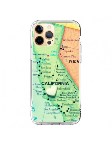 Coque iPhone 12 Pro Max Carte Map Californie - R Delean