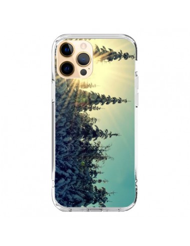 Coque iPhone 12 Pro Max Hiver Paysage Neige Montagnes Sapins Ski - R Delean